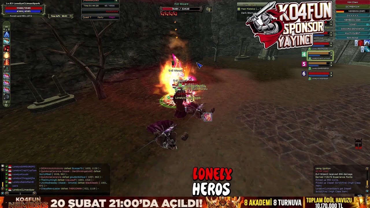 #Ko4FUN❤️ LonelyxCLimaxSpark 🔥🔥NEMESİS 🔥LONELYHEROS🔥 #PVP #magepk FARMBETA