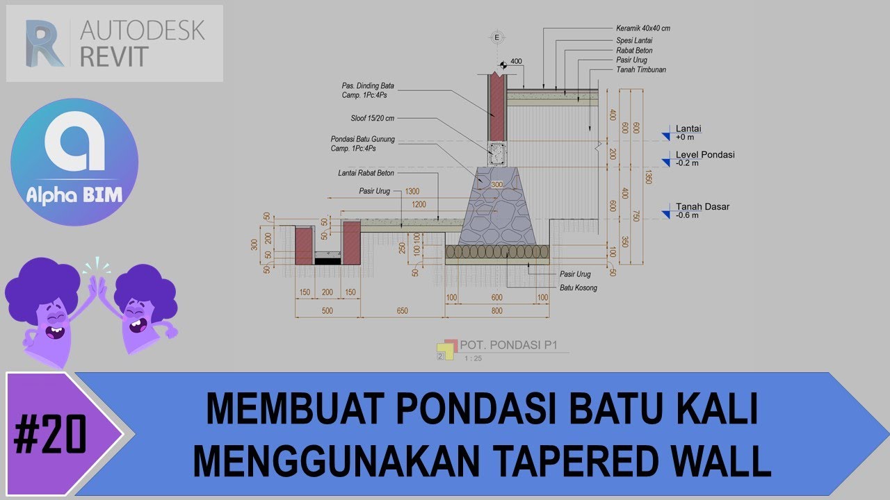Revit Structure Indonesia #20 Membuat Pondasi Batu Kali menggunakan Tapered Wall