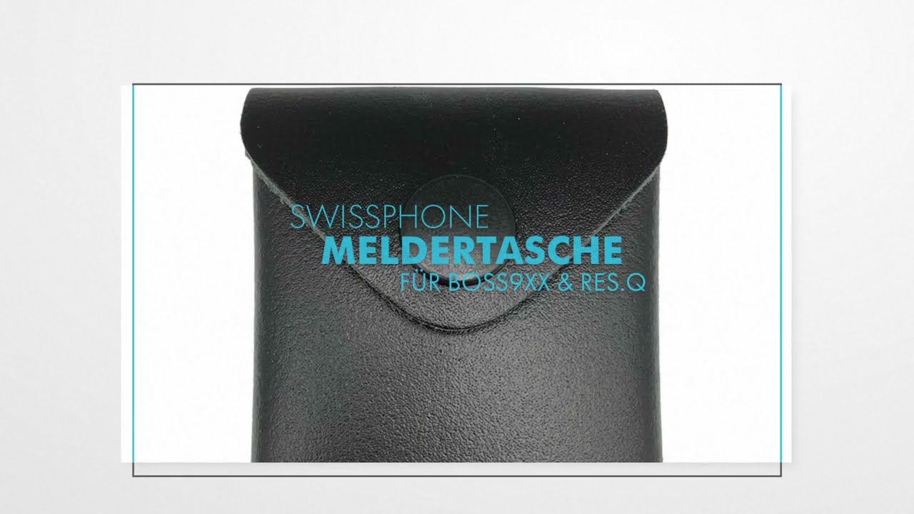 Meldertasche BOSS9XX/RES.Q | Leder schwarz original Swissphone Klappfunktion Funkmeldeempfänger Etui