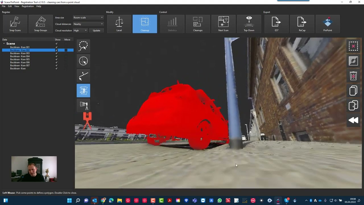Clean up cars or other objects  in your point cloud - Scanner2GO
