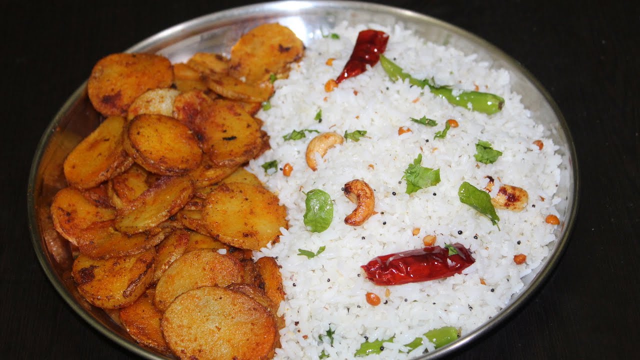 தேங்காய் சாதம் உருளைக்கிழங்கு ரோஸ்ட் | Thengai Sadam | Lunch Box Recipe | Coconut Rice In Tamil