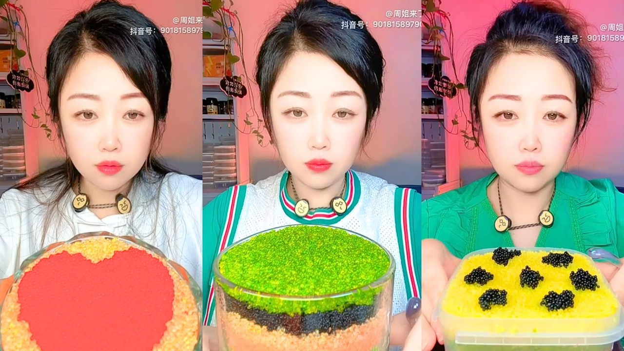 Layered Roe Bowls with Green, Red, Yellow, and Black Caviar