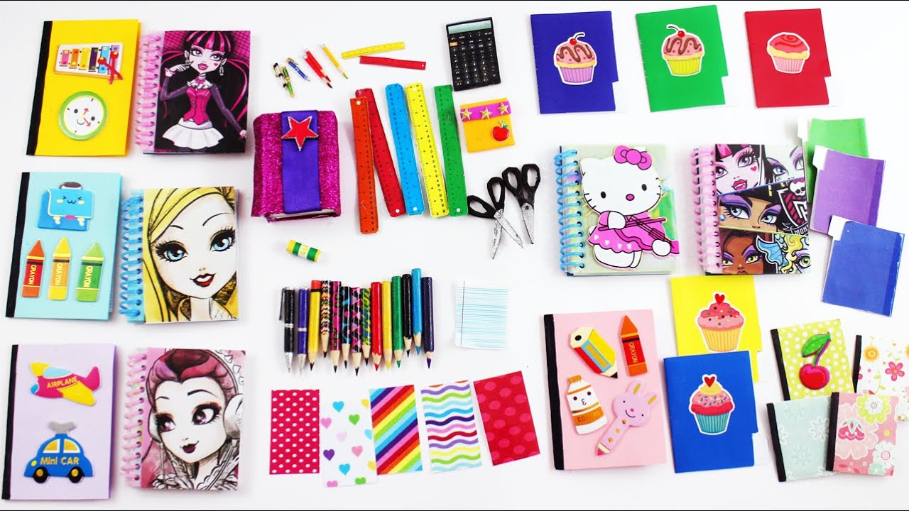 📕📗 How to Make Miniature School Supplies - simplekidscrafts