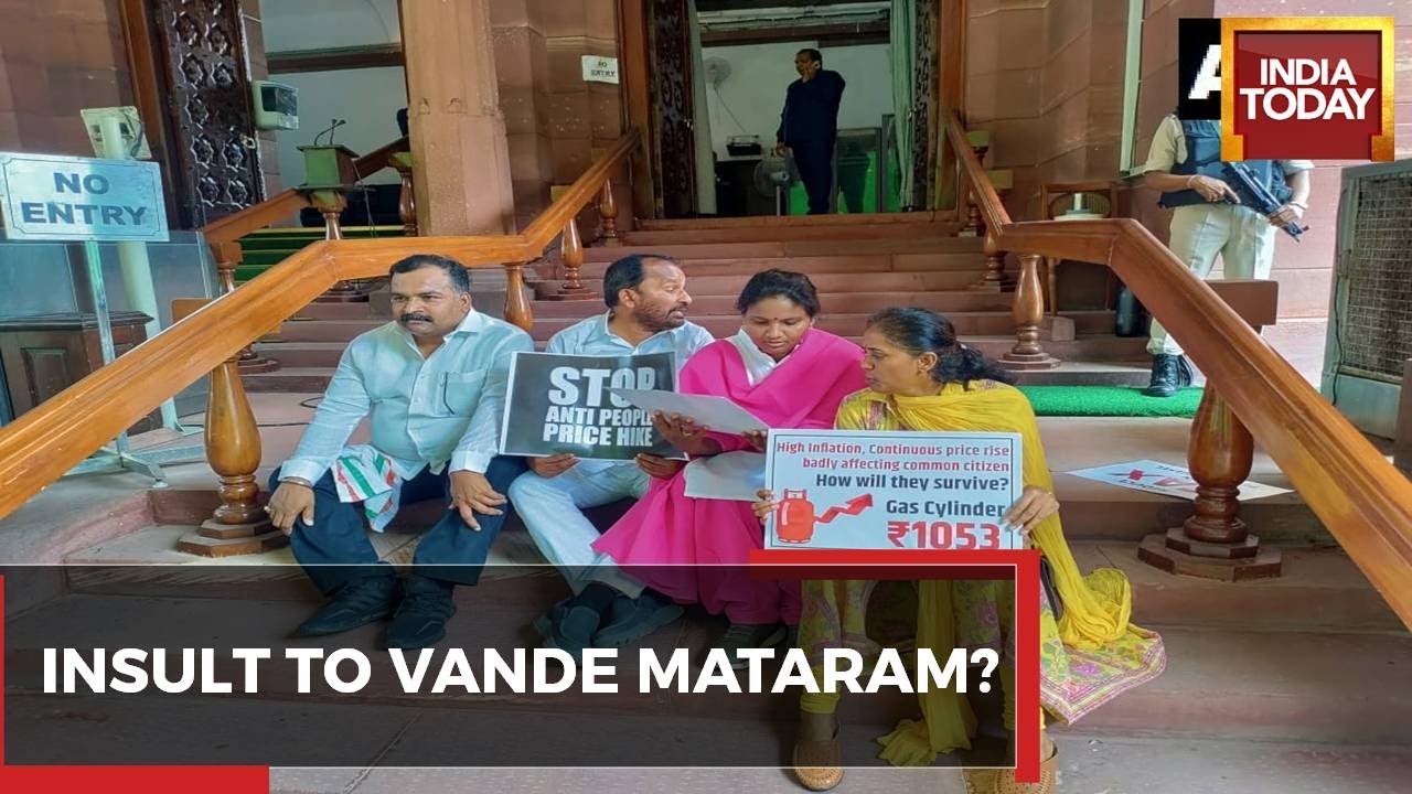 Suspended Congress MPs Sing 'Vande Mataram' Sitting On Parliament Doorsteps, BJP Objects