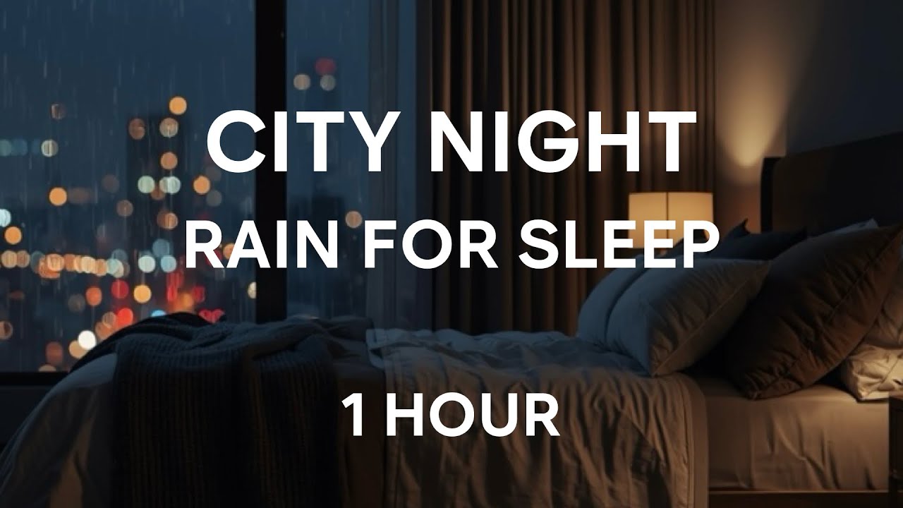 Cozy Night City Bedroom | Rain on Window | Warm Ambience for Sleep & Relaxation