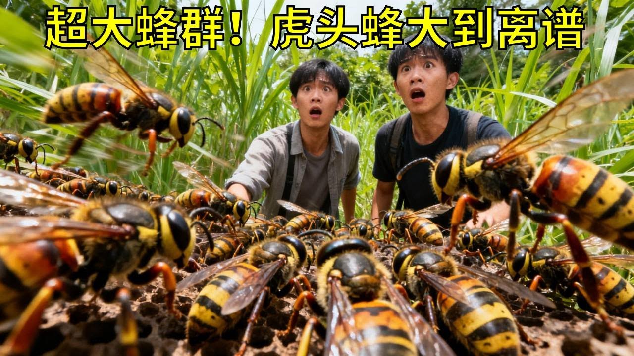 捕蜂人遇硬茬！超大虎头蜂群扎堆，个头比普通虎头蜂大一圈，从没见过这阵仗 #虎头蜂 #捕蜂人
