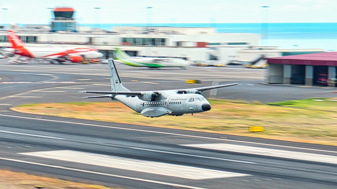 AWESOME TACTICAL TAKEOFF CASA C295 FAP at Madeira Airport