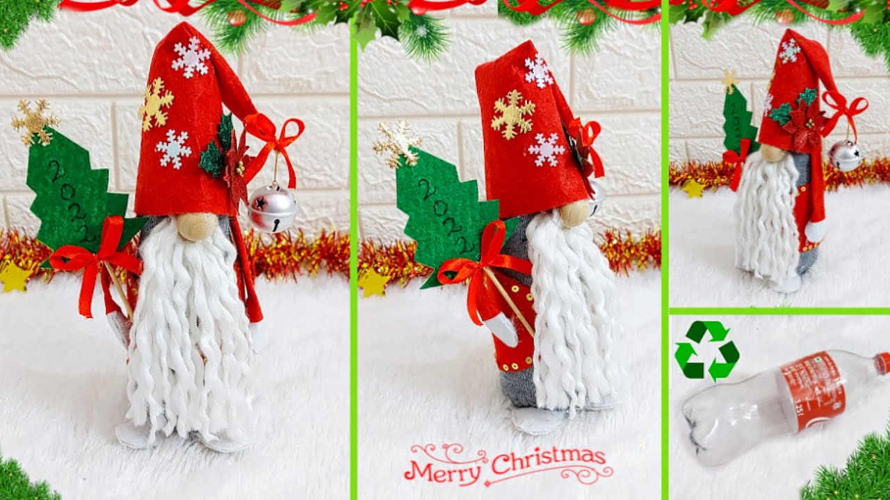 DIY Gnome making idea with  Plastic bottle at home |Best out of waste Christmas Decoration idea🎄105