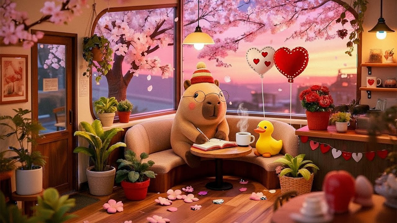 Romantic Sakura Café 🌸💗 Jazz Lofi for Study & Focus