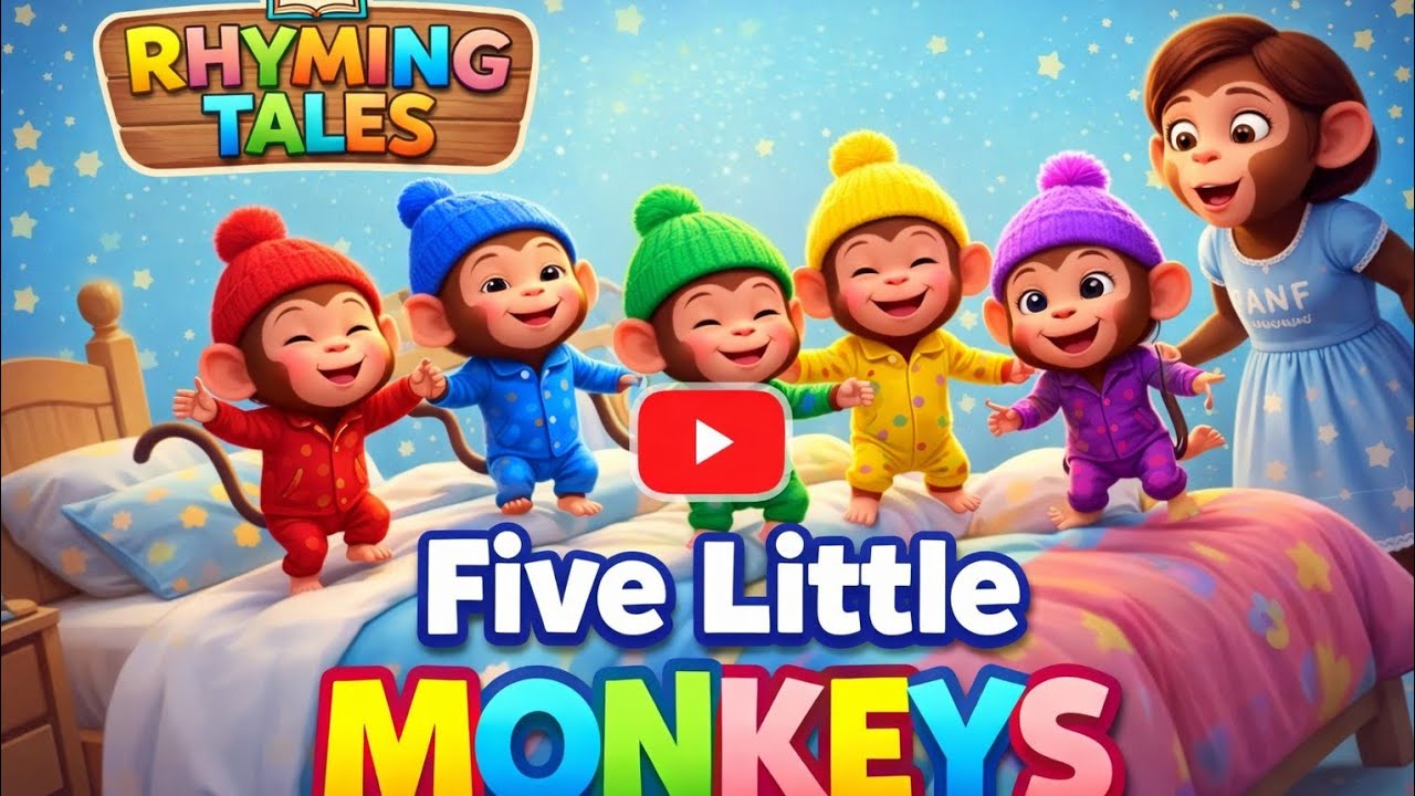 Five Little Monkeys Song | Nursery Rhymes for Babies & Toddlers | @RhymingTalesYT 