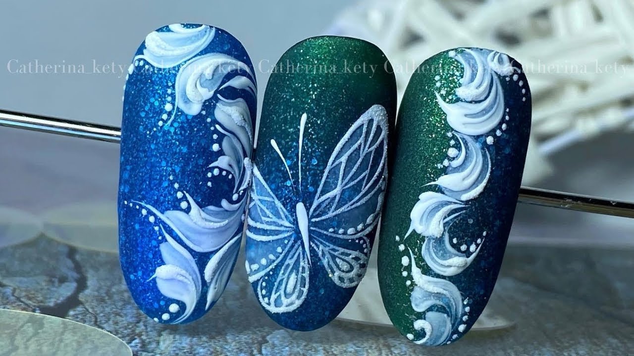 Winter Nail Art ❄️|Butterfly Nail Art|Lace Nail Art|Nail Art Sugar Effect|Lofuanna|Born Pretty