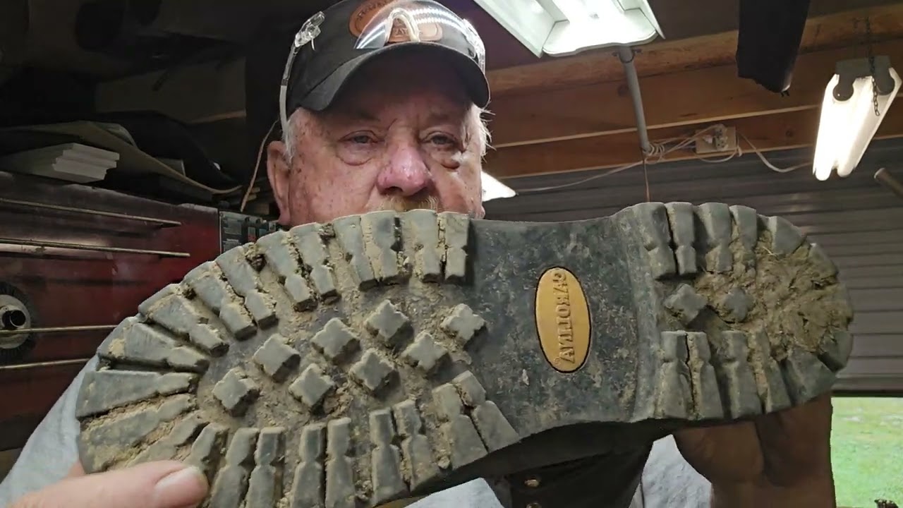 fixing a pair of abused cowboy boots.