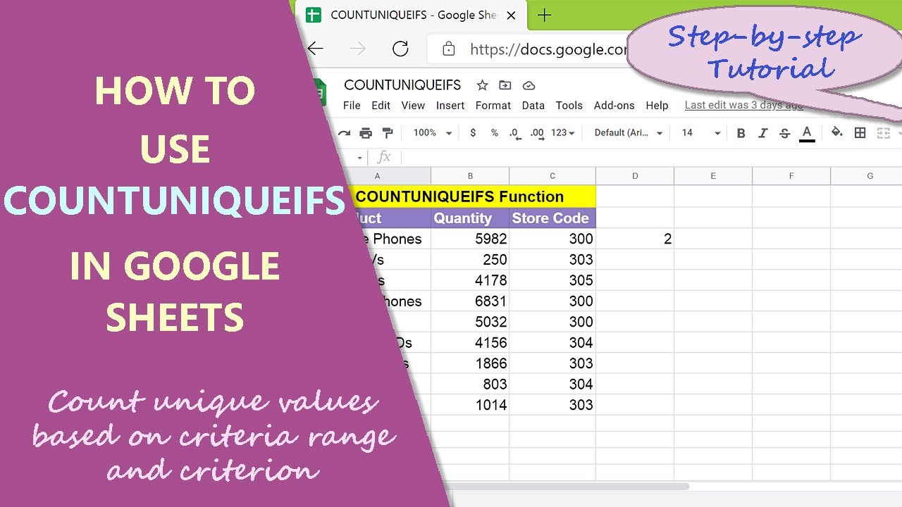 google sheets countuniqueifs count unique criterion