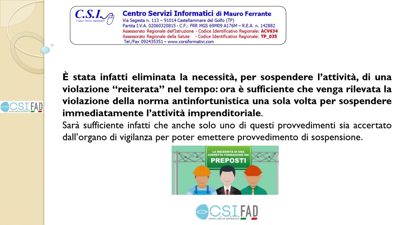 Corso Preposto della Sicurezza 8ore