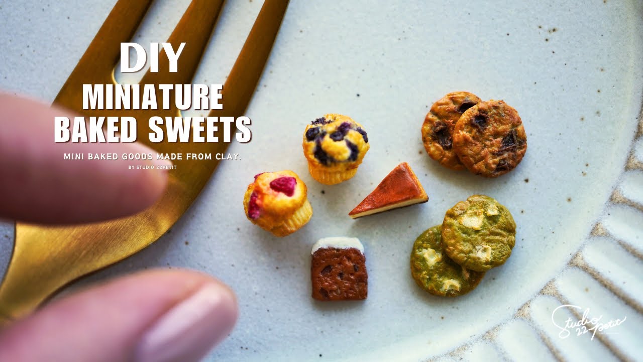 ミニチュア焼き菓子の制作過程 | DIY Miniature Baked Sweets Created from Clay | ミニチュアフード | 樹脂粘土