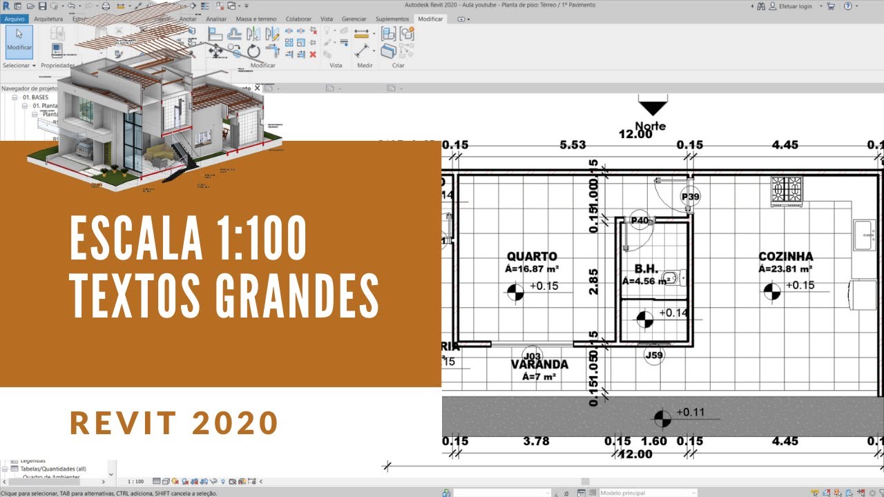 Textos grandes na escala 1:100 - Dicas de Revit 2020
