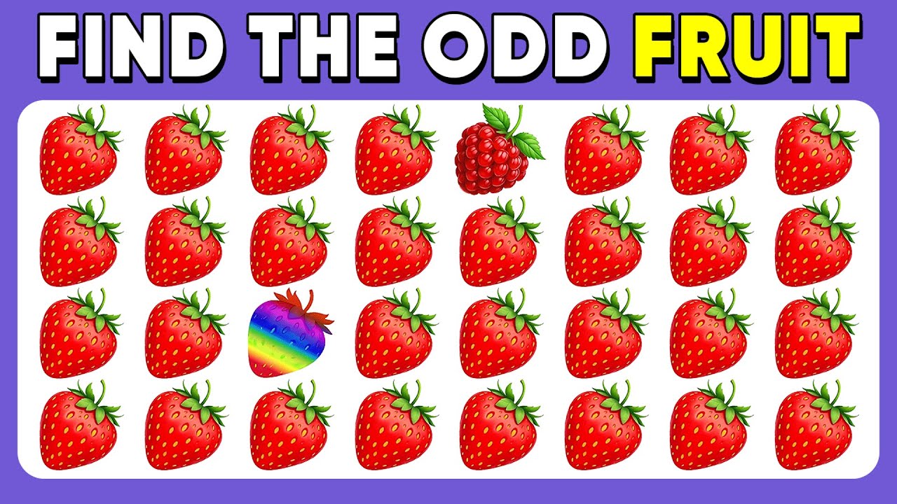 🍒🍋🍑 Find the ODD One Out - Fruit Edition | Easy, Medium, Hard - 60 Ultimate Levels | Quiz Dino