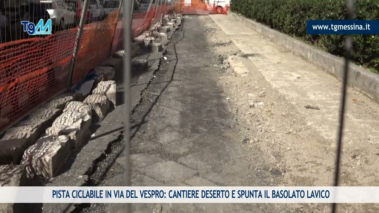 PISTA CICLABILE IN VIA DEL VESPRO: CANTIERE DESERTO E SPUNTA IL BASOLATO LAVICO
