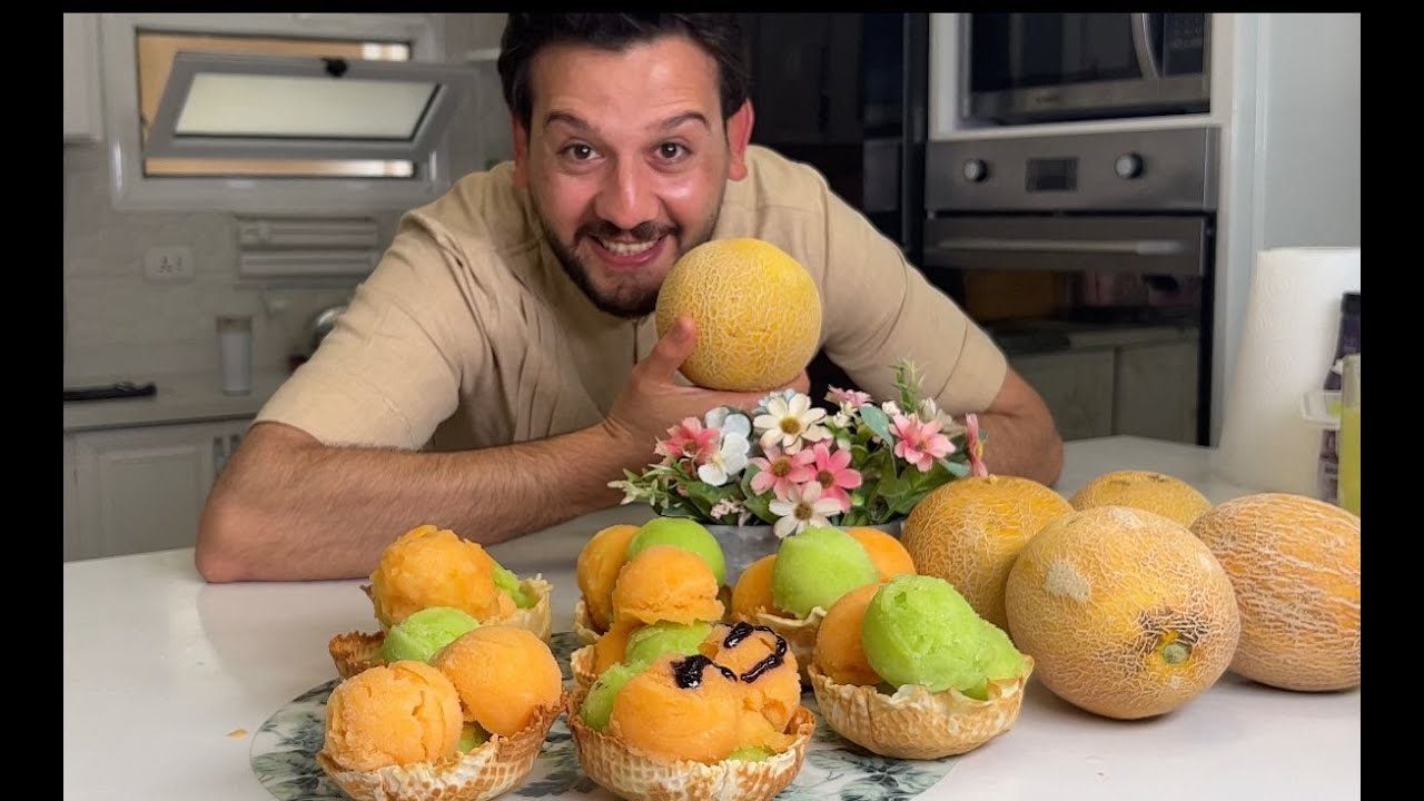 أقدم لكم الجديد أيس كريم 🍧 كنتالوب 🍈 وشهد😋 كل بيت هايعمله👌❤️