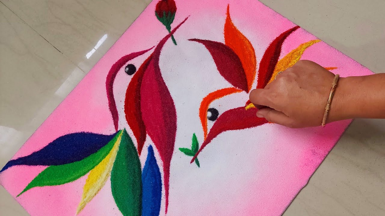 Creative Bird Poster Rangoli | Unique Creative Easy Rangoli Designs | सुंदर आकर्षक पक्षी रांगोळी