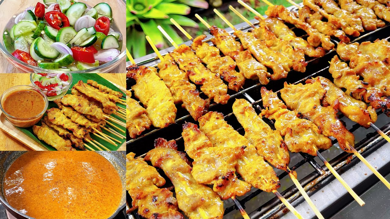 หมูสะเต๊ะ พร้อมน้ำจิ้มและอาจาด สูตรอร่อยเด็ด ทำขายง่ายๆ ด้วยเตาปิ้งย่างไร้ควัน SGE | ครัวแม่โบ