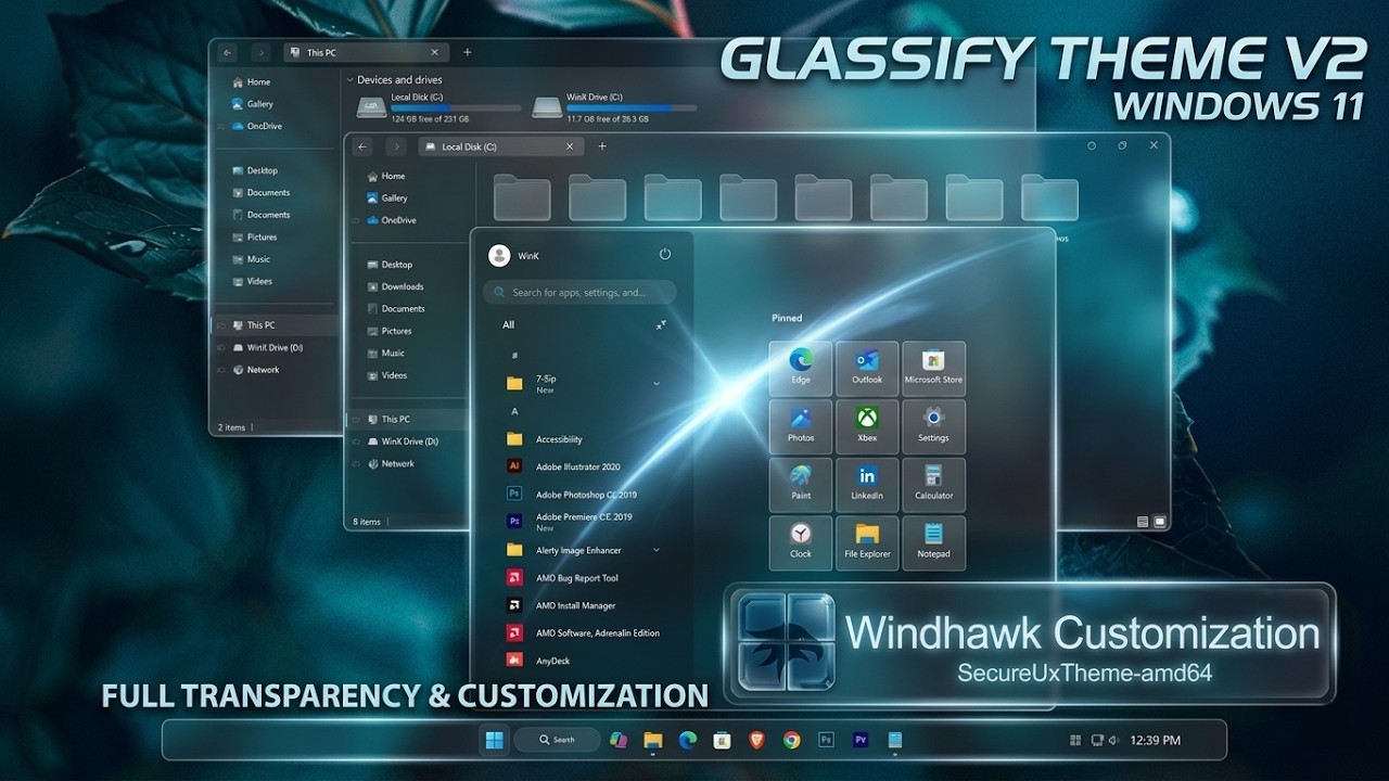 Glassify Theme v2 for Windows 11 | Transparent UI Customization using Windhawk