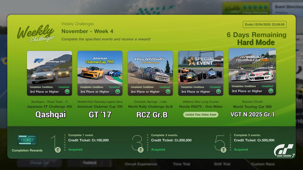 Gran Turismo 7 | Weekly Challenges November 2025 WK.4 - RA272 is back & WTC 900 [PS5Pro]