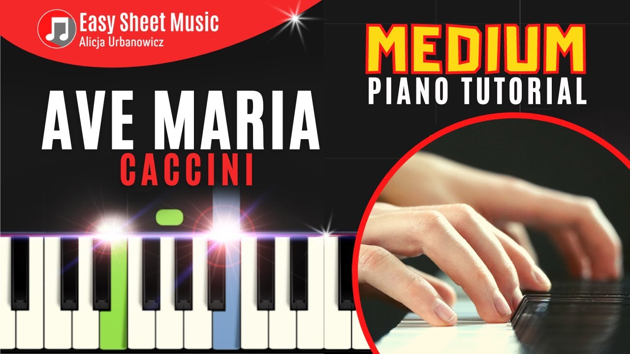 Ave Maria - Caccini I MEDIUM Piano Tutorial I Sheet Music PDF for Intermediate Pianists I SLOW