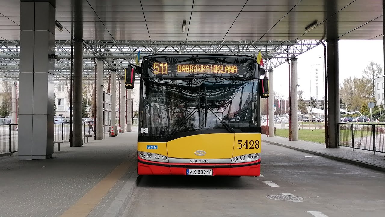 Przejazd Linią 511 solarisem Urbino 18 #5428 Metro Młociny - Dąbrówka Wiślana
