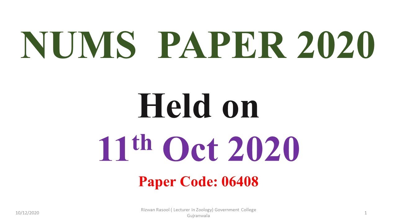NUMS 2020