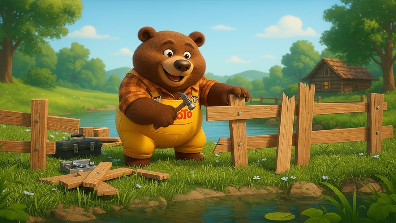 Brave Bear Rebuilds Storm Damaged Fence A Tale of Resilience! | Loto Bear Farm