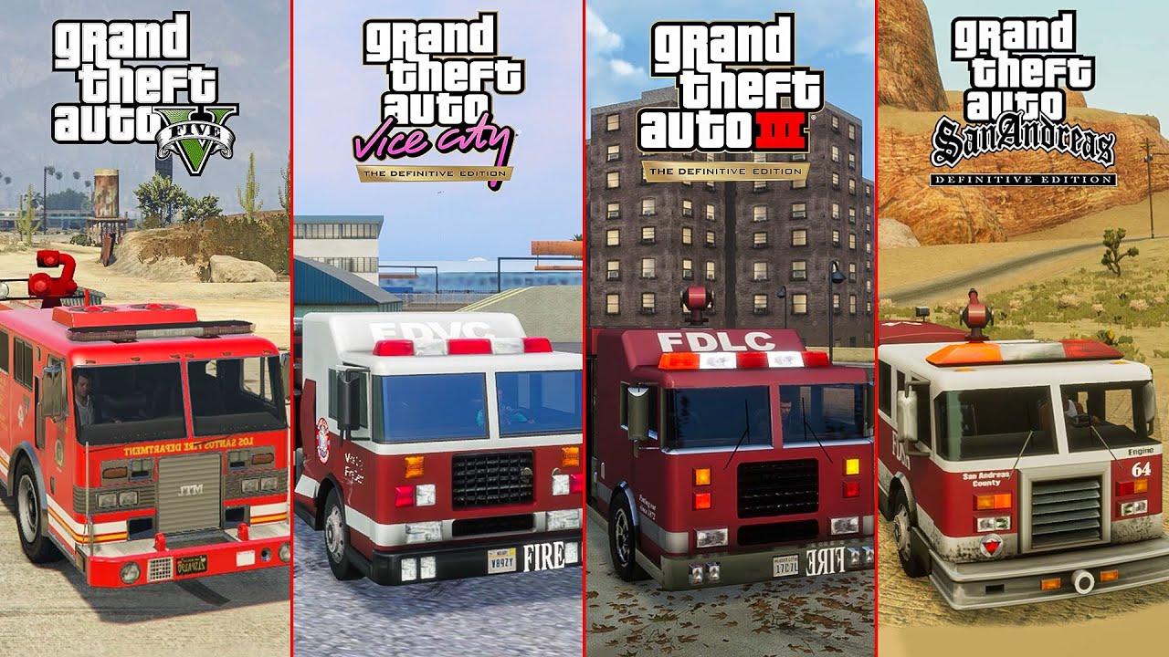 GTA 5 VS GTA Trilogy Definitive - FIRETRUCK (Comparison)