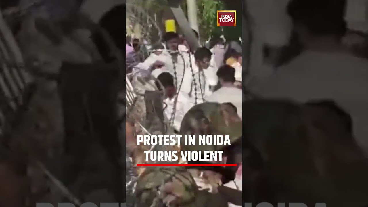 Breaking: Noida Protest Turns Violent, Police Rush to Control Situation #noidaprotest #breaking