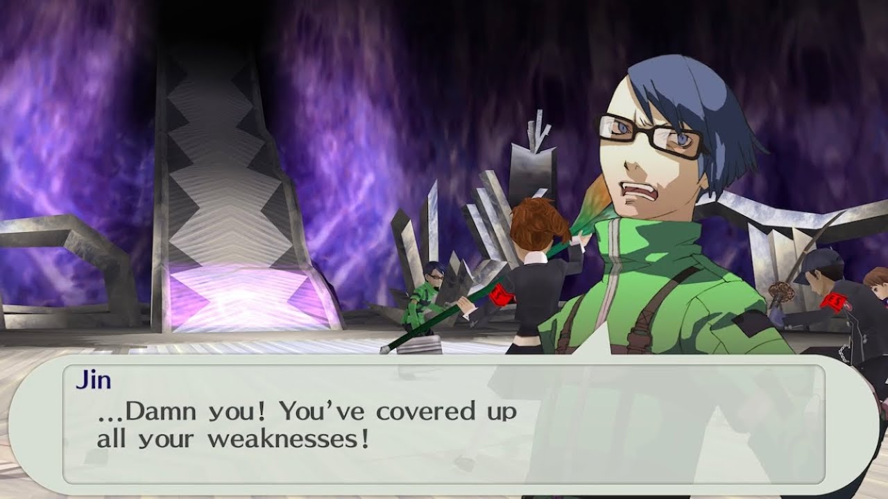 Persona 3 Portable - Null weakness equipment comment from Jin.