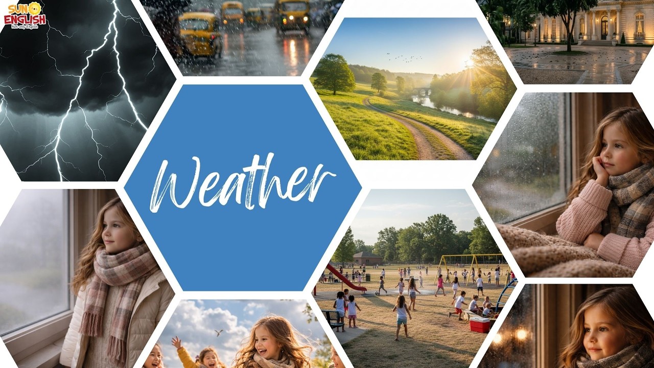 🌦️ Weather for Kids | Stormy, Rainy, Foggy, Windy, Sunny and Hot Weather Story | English Listening