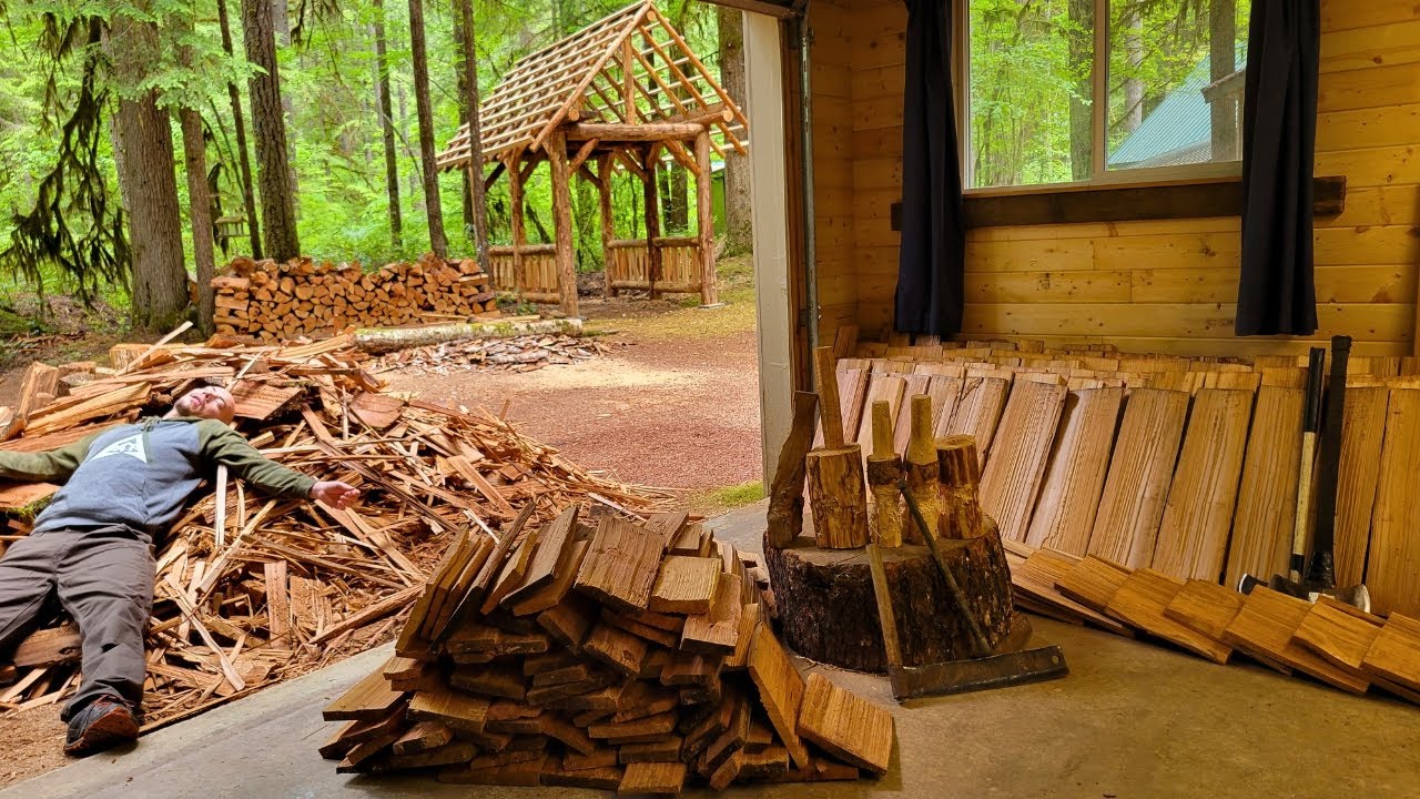 Death By Cedar Roof Shakes (kinda 😂) Log Woodshed Build Part 8