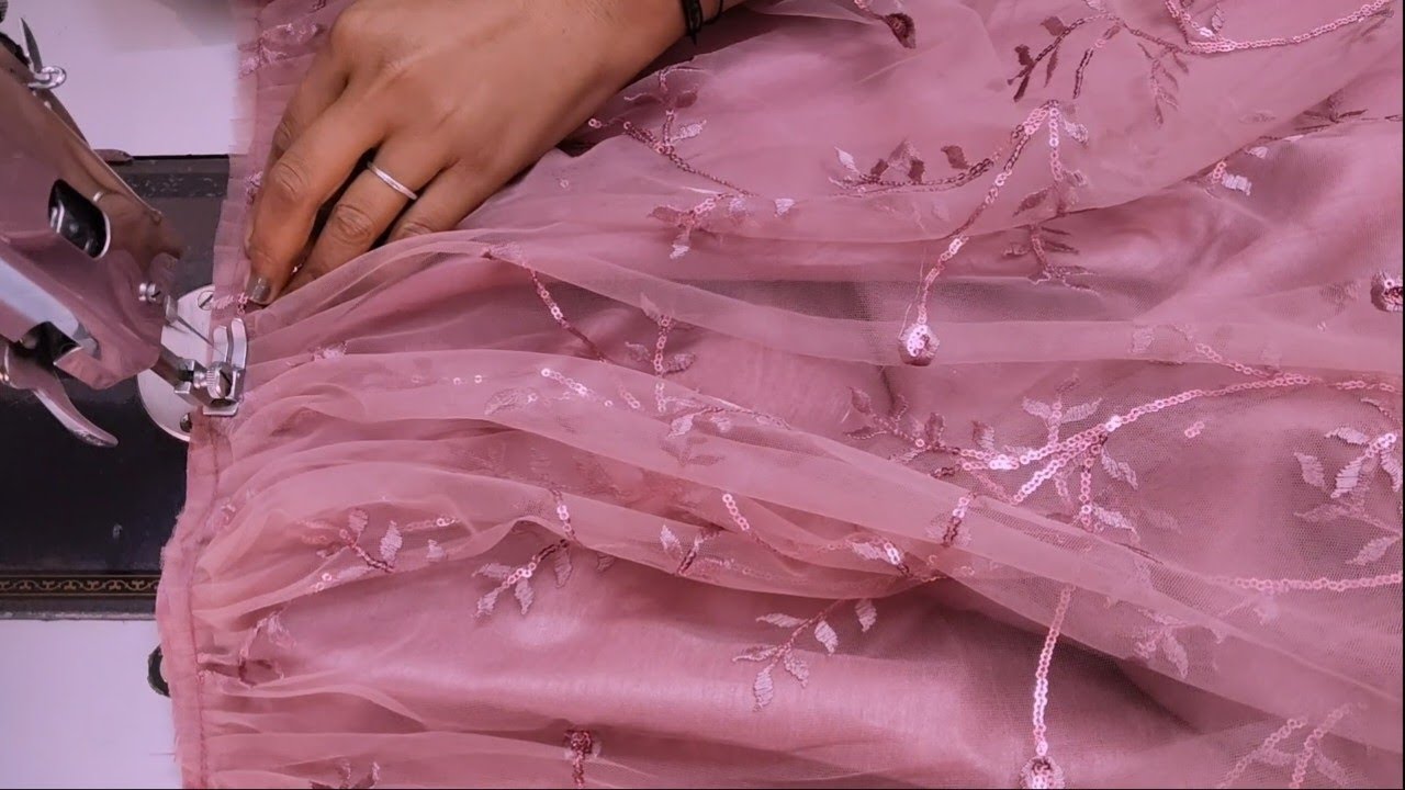 Designer gathering lehenga/NET ka designer lehenga/lehenga cutting & stitching /crop top lehenga