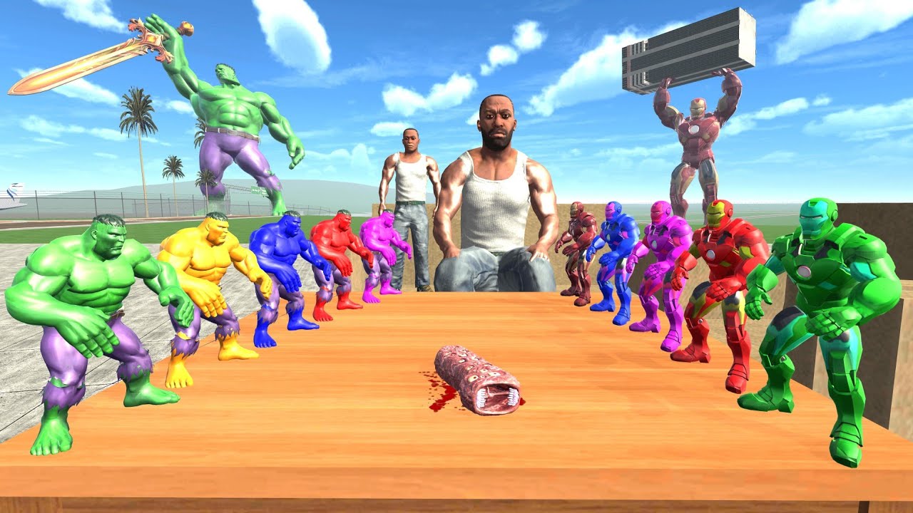 Tiny Colorful Iron Man vs Hulk & Franklin In Indian Bike Driving 3d