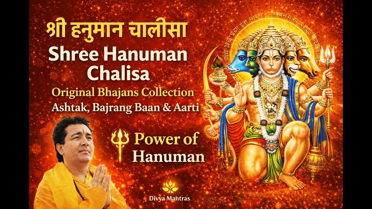 Shree Hanuman Chalisa  Original Bhajans Collection  Ashtak, Bajrang Baan & Aarti,  Divya Mantras