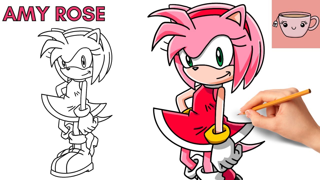 How To Draw Amy Rose | Sonic The Hedgehog | Cute Step By Step Drawing Tutorial