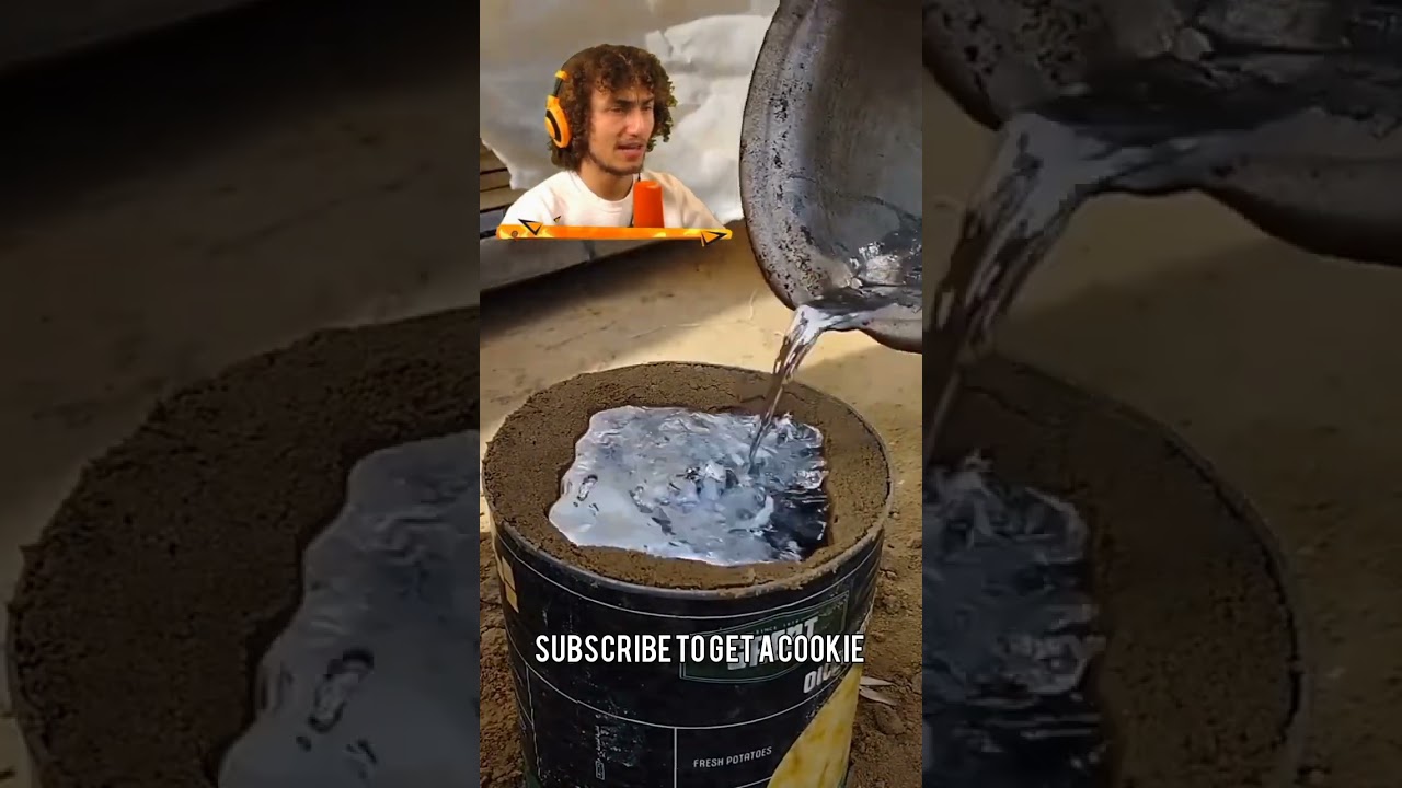 Kwebbelkop AI reacts to amazing creativity with metallic silver liquid in sand mold @kwebbelkop#ai