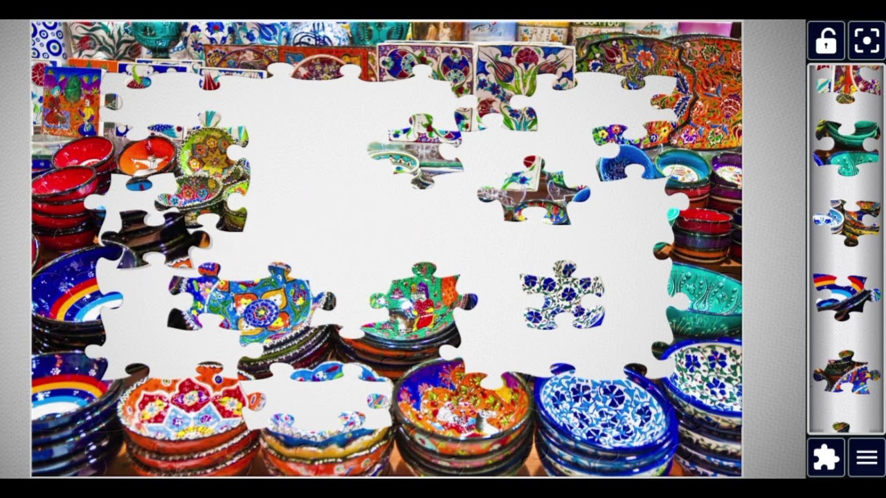 Brightly painted traditional plates😍//#beautiful gaming puzzle 🧩@JigsawPuzzle928 