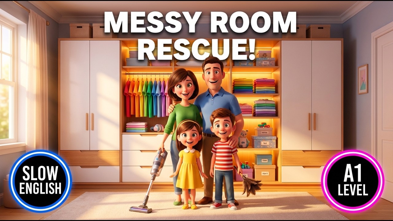 MESSY Room Rescue! 🏠 MOM'S SECRET to Easy English ✨ A1 Level