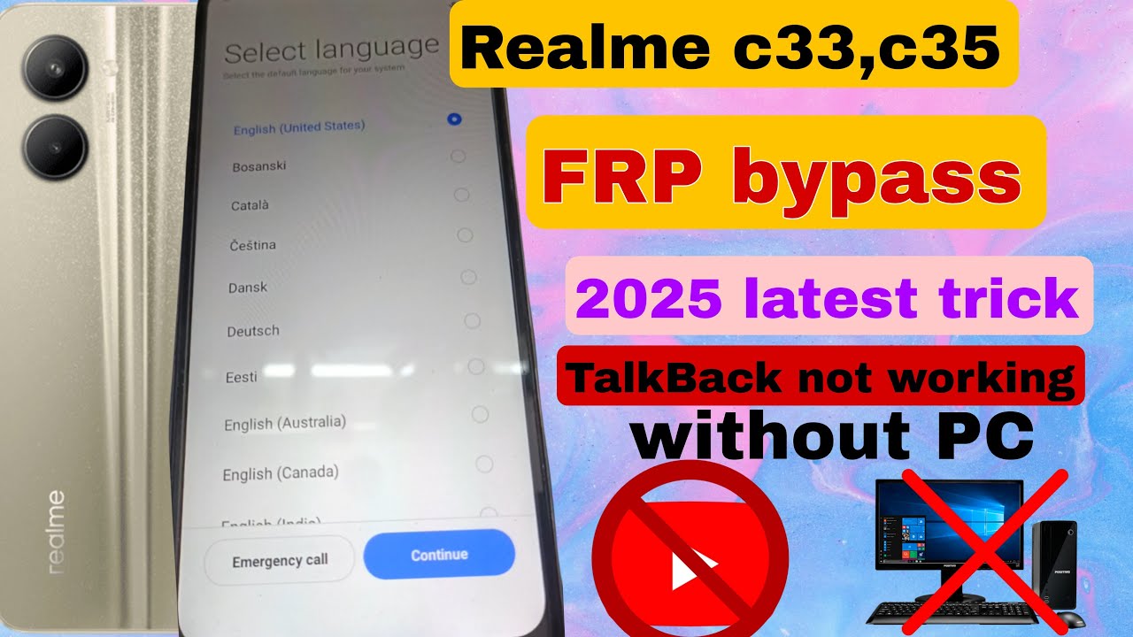 Realme c33,35 frp bypass 2025 latest trick.tallback not working fix No app fix. By I J K