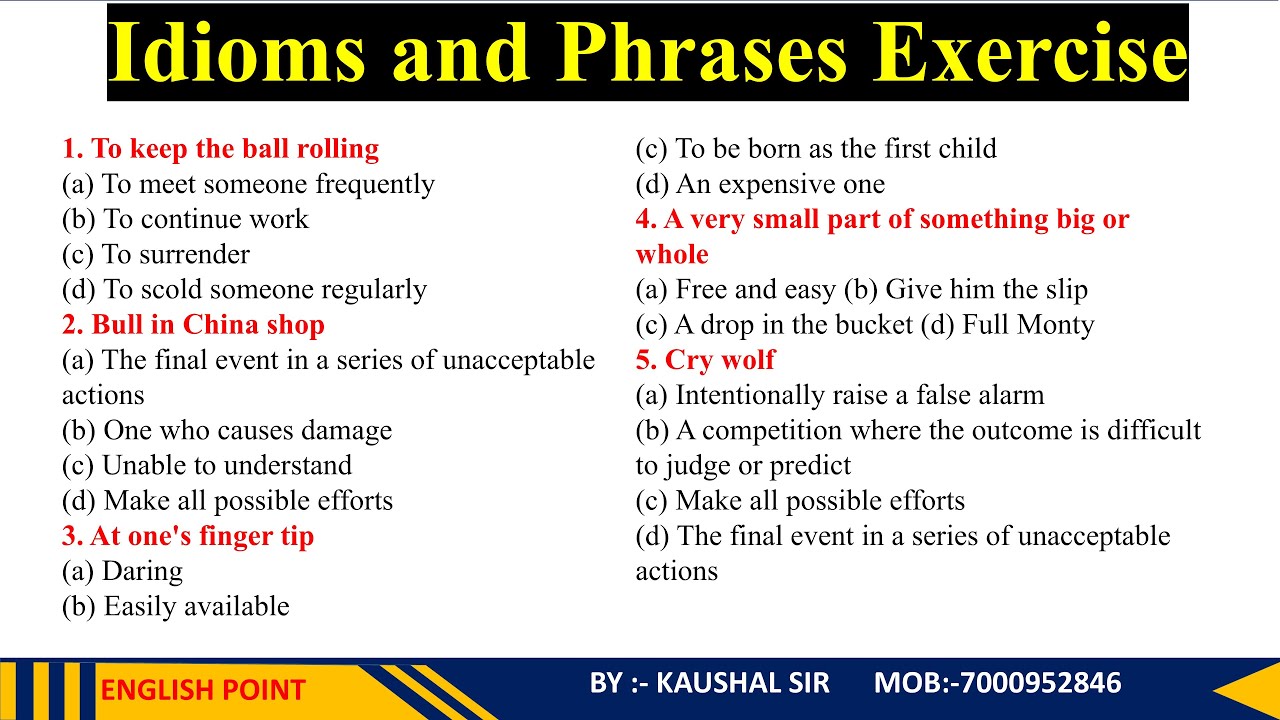 Idioms and Phrases Exercise For All Exams