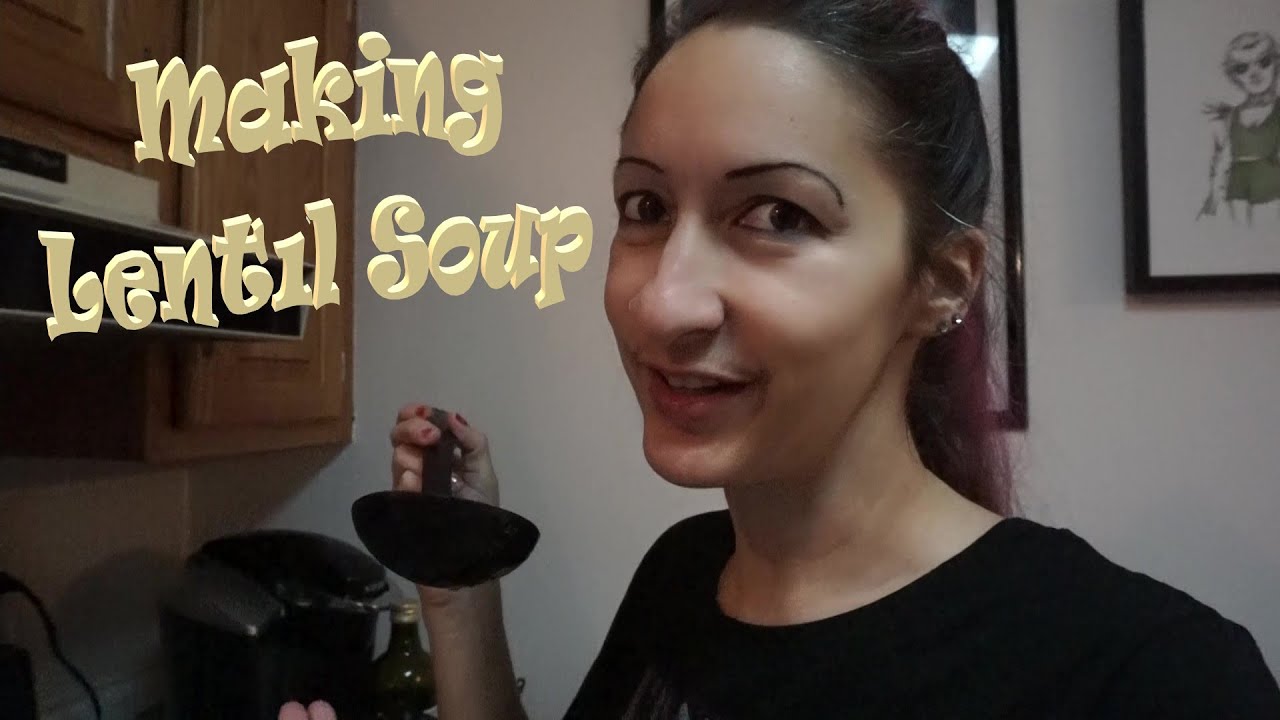 At home making lentil soup
