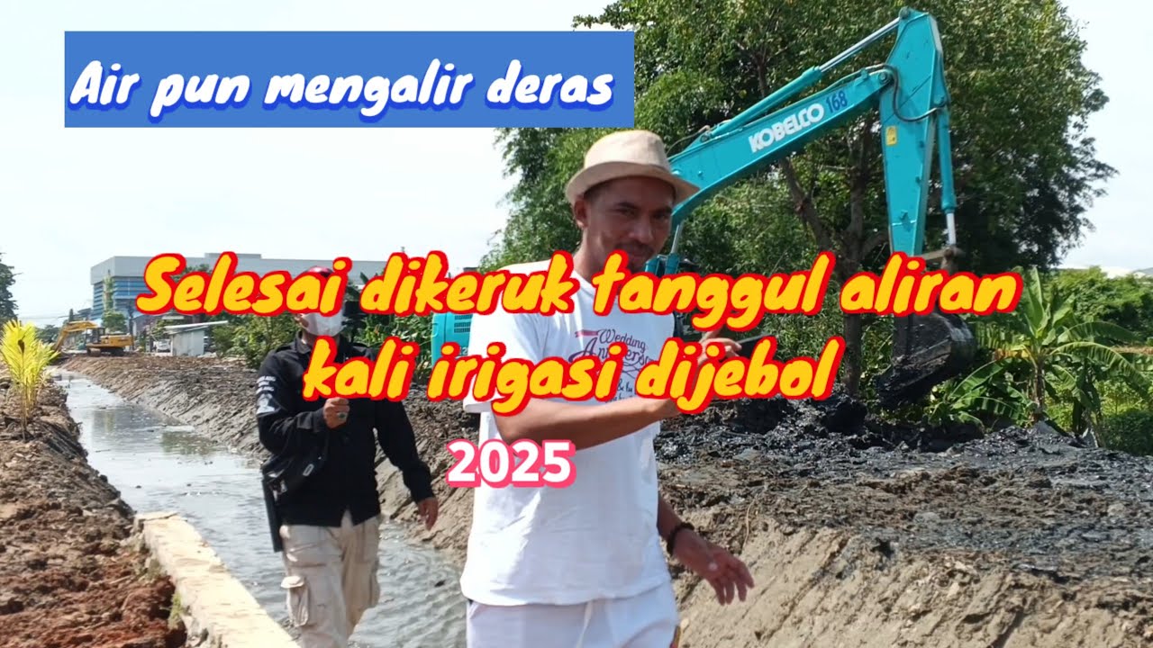 SETELAH ALIRAN IRIGASI DIKERUK TANGGUL PUN DIJEBOL #kdm #dedimulyadi #normalisasisungai #excavator 