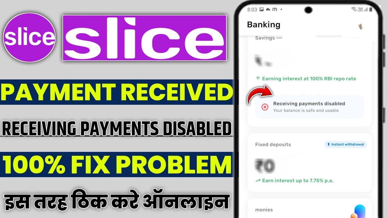 Slice account receiving payments disabled your balance is safe and usable | Slice receiving payments