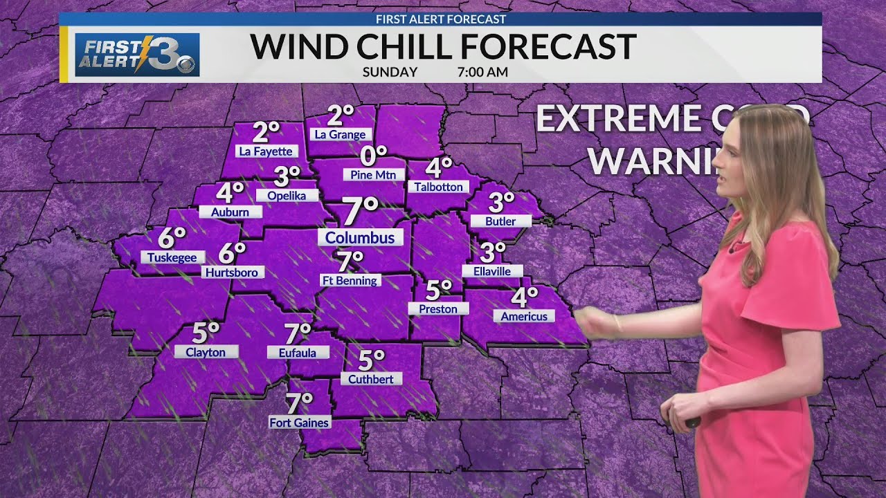 Extreme cold warning in effect for Sunday morning; Snow flurries possible Saturday