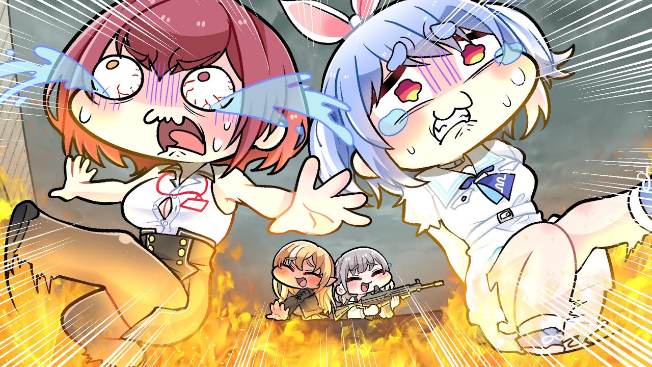 【手描き】 フレアの攻撃で危うく丸焦げになるぺこマリ【こまいぬ/切り抜き/Hololive】